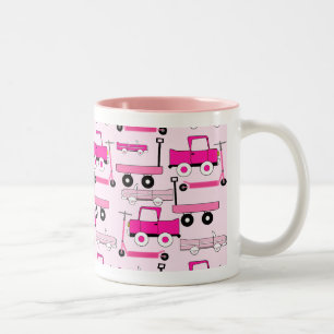 Taza Bicolor Ruedas rosadas calientes Vehículos de transporte d