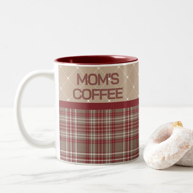Taza Bicolor Rustic Country Farmhouse Plaid (Con donut)