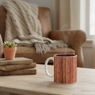 Taza Bicolor Rústica de la madera a rayas