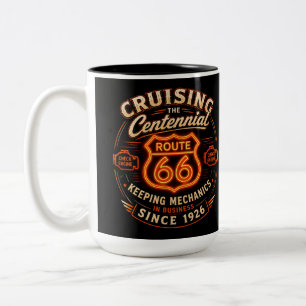 Taza Bicolor Ruta 66 Café Americano Mecánico Neon