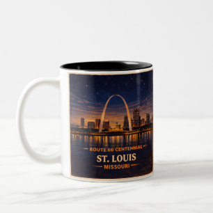 Taza Bicolor Ruta 66 de St Louis Noche Café Horizonte