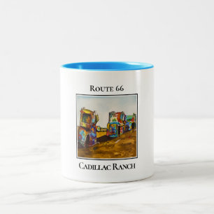 Taza Bicolor Ruta 66, Rancho Cadillac, Amarillo Texas