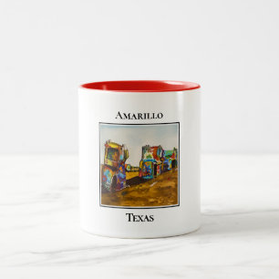 Taza Bicolor Ruta 66, Rancho Cadillac, Amarillo Texas