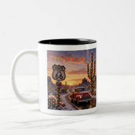 Taza Bicolor Ruta personalizada 66 Luces de cactus de camioneta