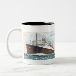 Taza Bicolor S.S. Revestimiento marino del vintage de Manhattan