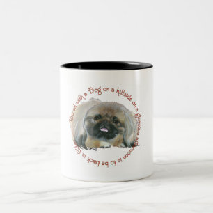 Taza Bicolor Sabiduría de Pekín - Sentarse con un perro en una 