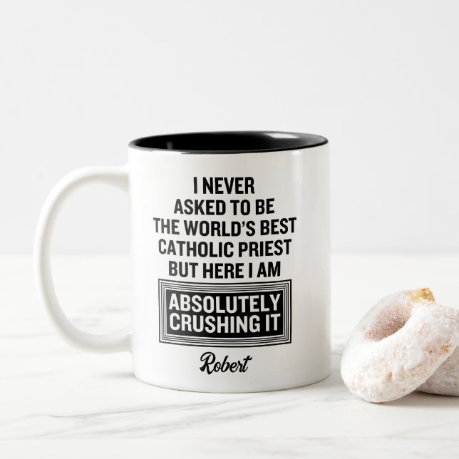 Taza Bicolor Sacerdote católico (Con donut)