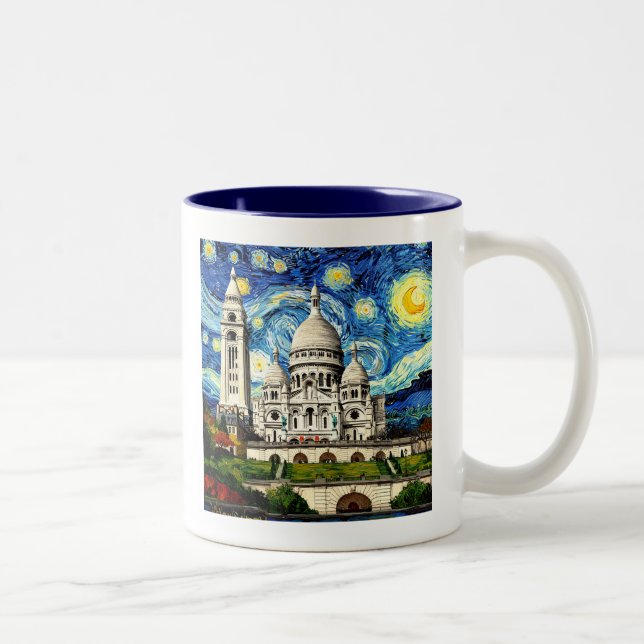 Taza Bicolor Sacre-Coeur Paris France Starry Night (Derecha)
