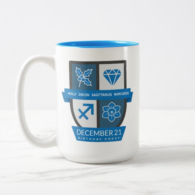 Taza Bicolor Sagittarius Birthday Crest™ December 1-21 Mug (Izquierda)