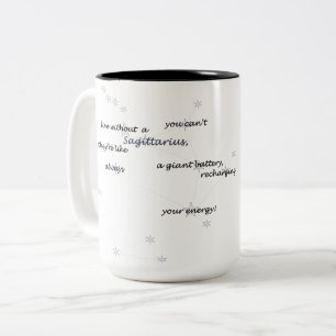 Taza Bicolor Sagittarius Zodiac Fun Text for Everyday or Gift