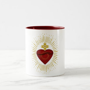 Taza Bicolor Sagrado Corazón de Jesús Símbolo