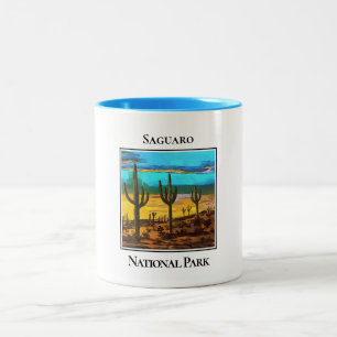 Taza Bicolor Saguaro está en el desierto, Parque Nacional Sagua