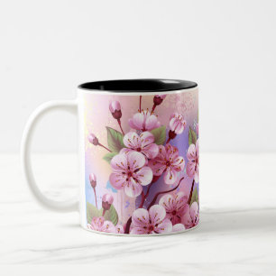 Taza Bicolor Sakura rosa sobre fondo de pintura