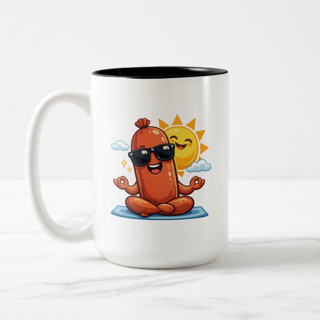 Taza Bicolor Salchicha Yoga (Izquierda)