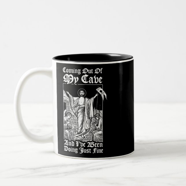 Taza Bicolor Salir De Mi Cueva Jesús Cristiano Jesús Meme (Izquierda)