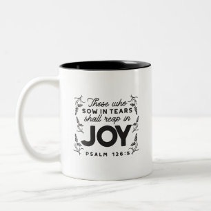 Taza Bicolor Salmo 126:5 Tipografía de las Escrituras – Cosecha