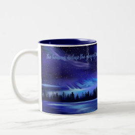 Taza Bicolor Salmo 19:1 Biblia Verse Blue Northern Lights