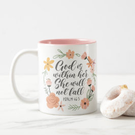Taza Bicolor Salmo 46:5 Dios está dentro de ella, no caerá