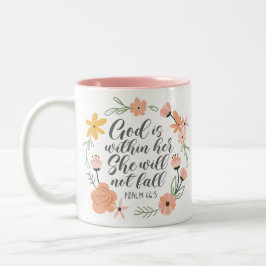 Taza Bicolor Salmo 46:5 Dios está dentro de ella, no caerá