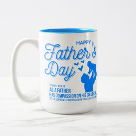 Taza Bicolor Salmo del Día del Padre Azul Cristiano 103:13 Bibl