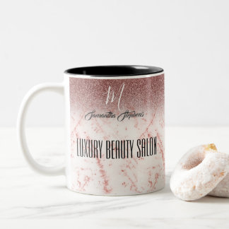 Taza Bicolor Salón de Belleza de Lujo Glittery Rosa Femenino