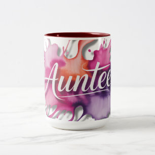 Taza Bicolor Salpicadura de acuarela con tipografía Auntee 
