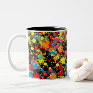 Taza Bicolor Salpicaduras de pintura en arcoíris PD