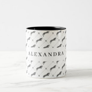 Taza Bicolor Saltando Caballo   Caballo Scribble   Entrenador d