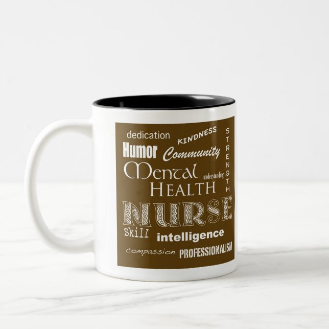 Taza Bicolor Salud mental Enfermera-Brown (Izquierda)