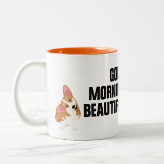 Taza Bicolor Saludo matutino para amantes del perro Corgi galés