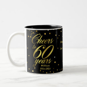 Taza Bicolor Saludos a 60 años 60 cumpleaños