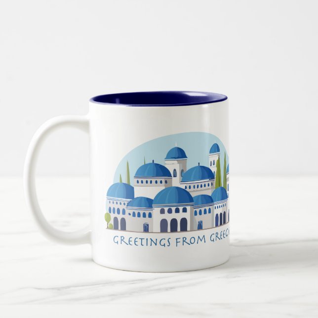 Taza Bicolor Saludos desde Grecia retro (Izquierda)