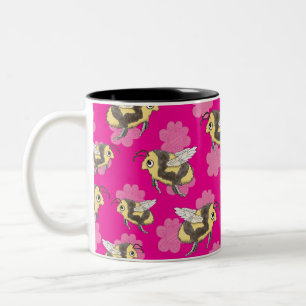 Taza Bicolor Salva las abejas en florales rosadas