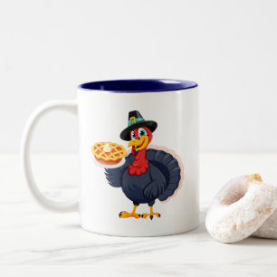 Taza Bicolor Salva un pavo, come pastel, divertido y feliz Día