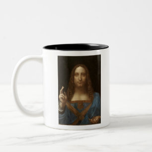 Taza Bicolor Salvador Mundi , pintura de Cristo, Vinci