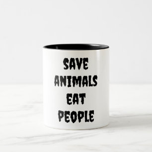 Taza Bicolor salvar animales, comer personas