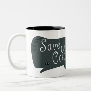 Taza Bicolor Salvar nuestra ballena ambiental oceánica