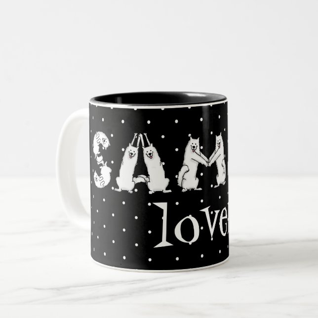 Taza Bicolor Sammy en letras de perro samoyadas (Anverso izquierdo)
