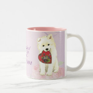 Taza Bicolor Samoyed Heart Mom