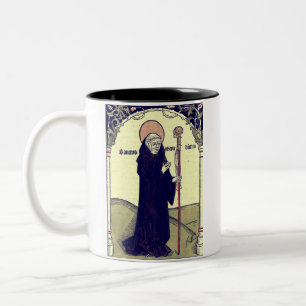 Taza Bicolor San Benito de Nursia Patrono de Europa Católico