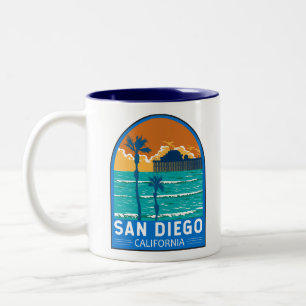 Taza Bicolor San Diego California Viajes Arte Vintage