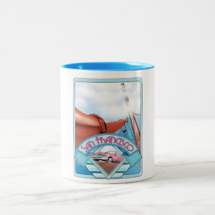 Taza Bicolor San Francisco, EE. UU., cartel de viaje