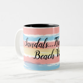 Taza Bicolor Sandalias Flip Flops Beach Waves Watercolor Stripe