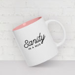 Taza Bicolor SANIDAD en una cita de tipografía moderna y elegan<br><div class="desc">¿Necesitas algo de cordura en tu vida? No hay más que mirar a nuestro Zazzle Two-Toned Mug con el diseño tipográfico "sanity in a mug"! 😌 ☕️ Esta taza es la fuente definitiva de confort, dándole un momento de paz y tranquilidad con cada sorbo. Ya sea que estés empezando tu...</div>