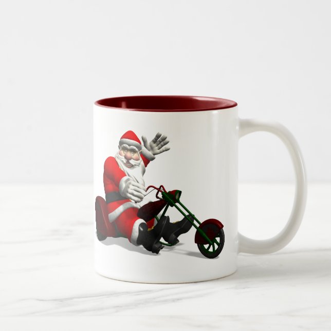 Taza Bicolor Santa Claus En Trike (Derecha)
