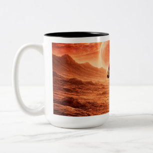 Taza Bicolor Santa Claus Explora el Planeta Naranja