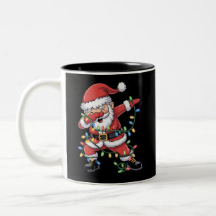 Taza Bicolor Santa Claus haciendo dab Luces divertidas de Navid
