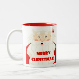 Taza Bicolor Santa Claus sonriente Feliz café navideño