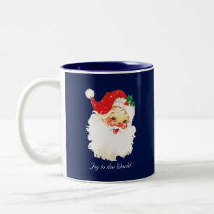 Taza Bicolor Santa Claus Vintage en azul marino
