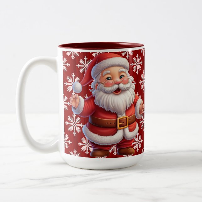 Taza Bicolor Santa Copos de Nieve (Izquierda)